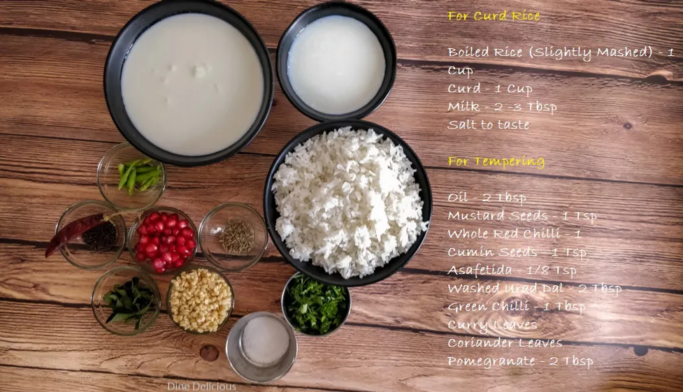 Curd Rice Ingredients